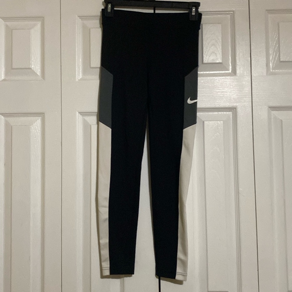 Black grey and white Nike leggings